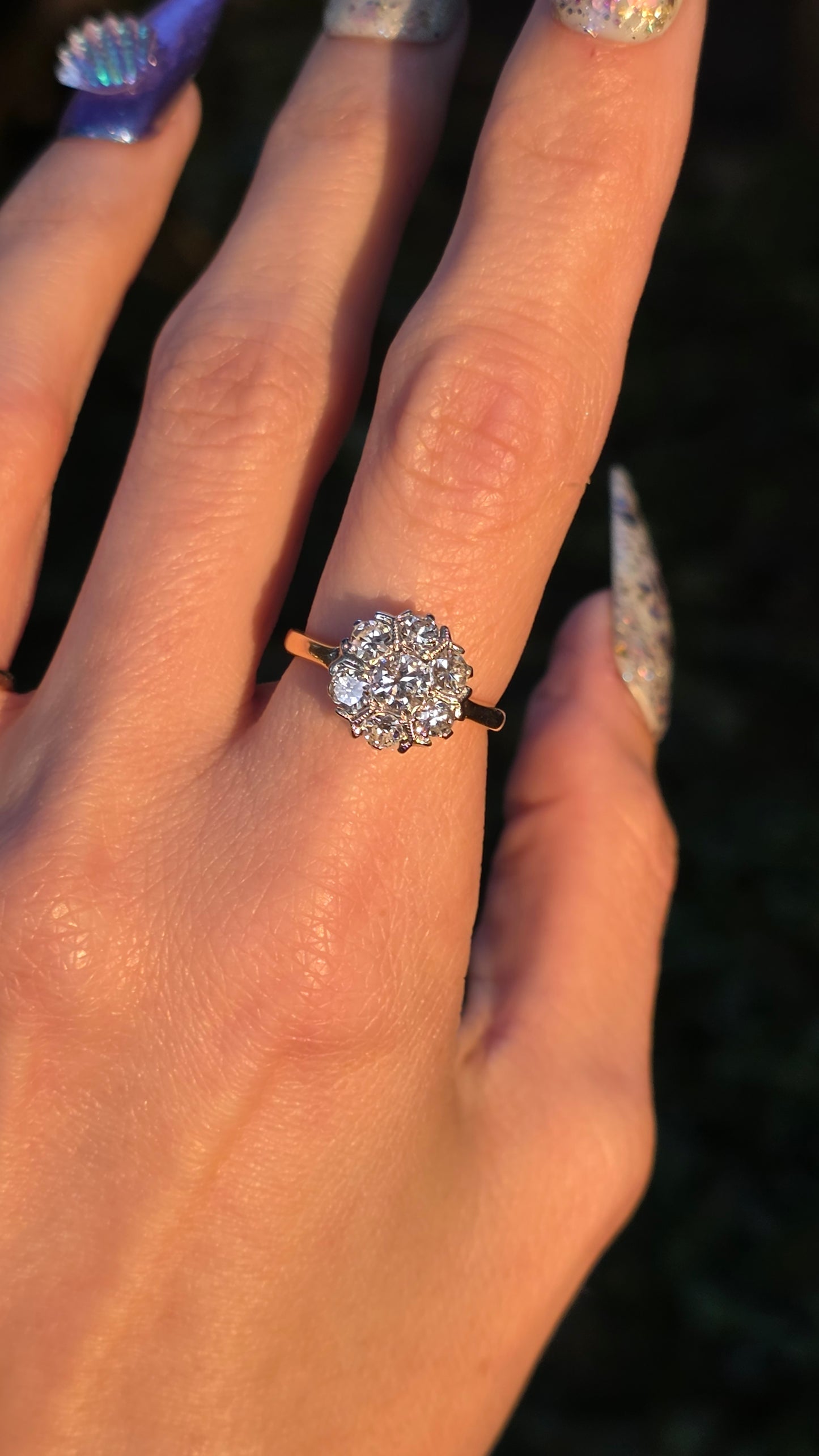 14k Diamond Flower Ring