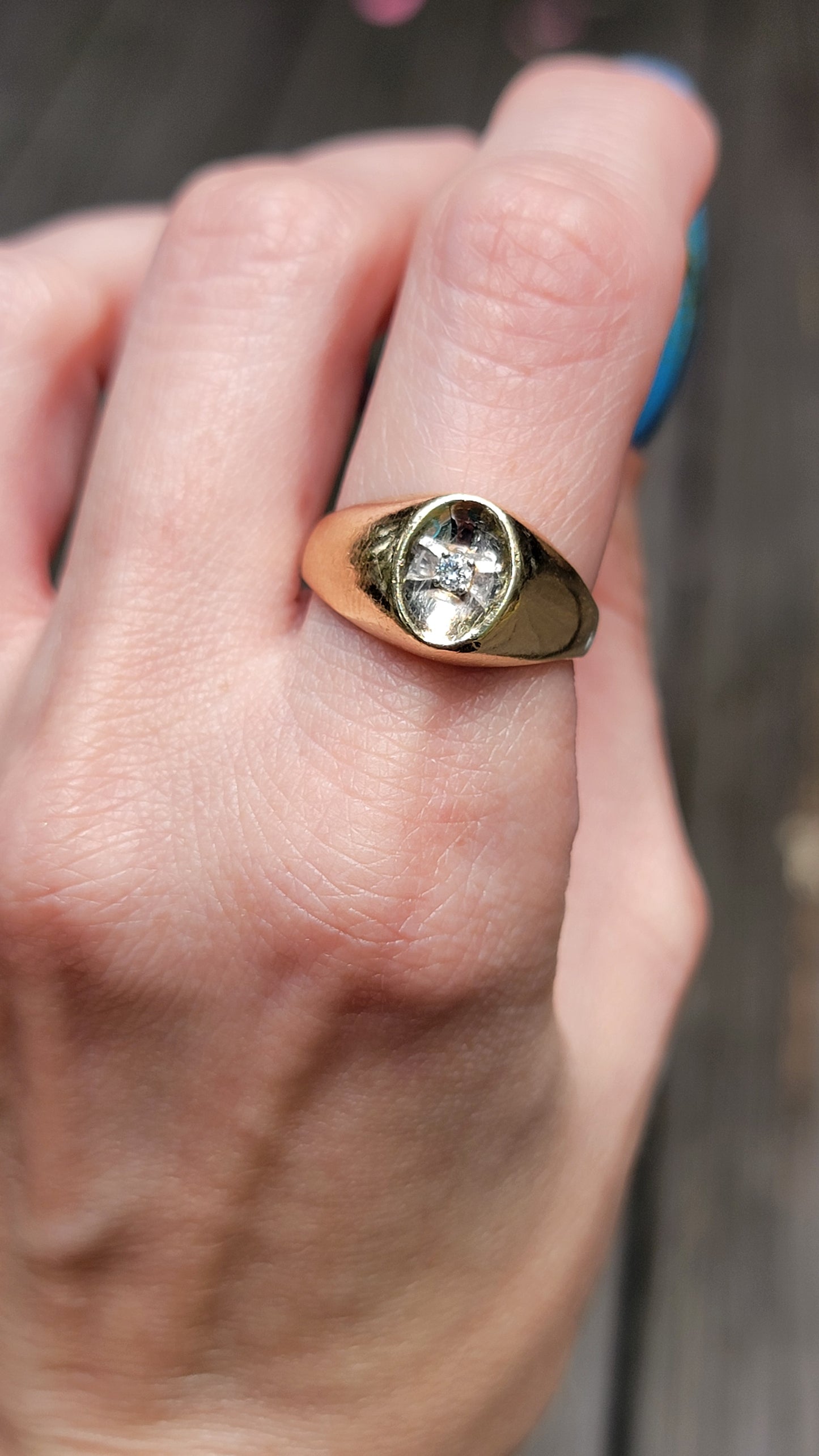 14k Inverted Dome Signet Ring
