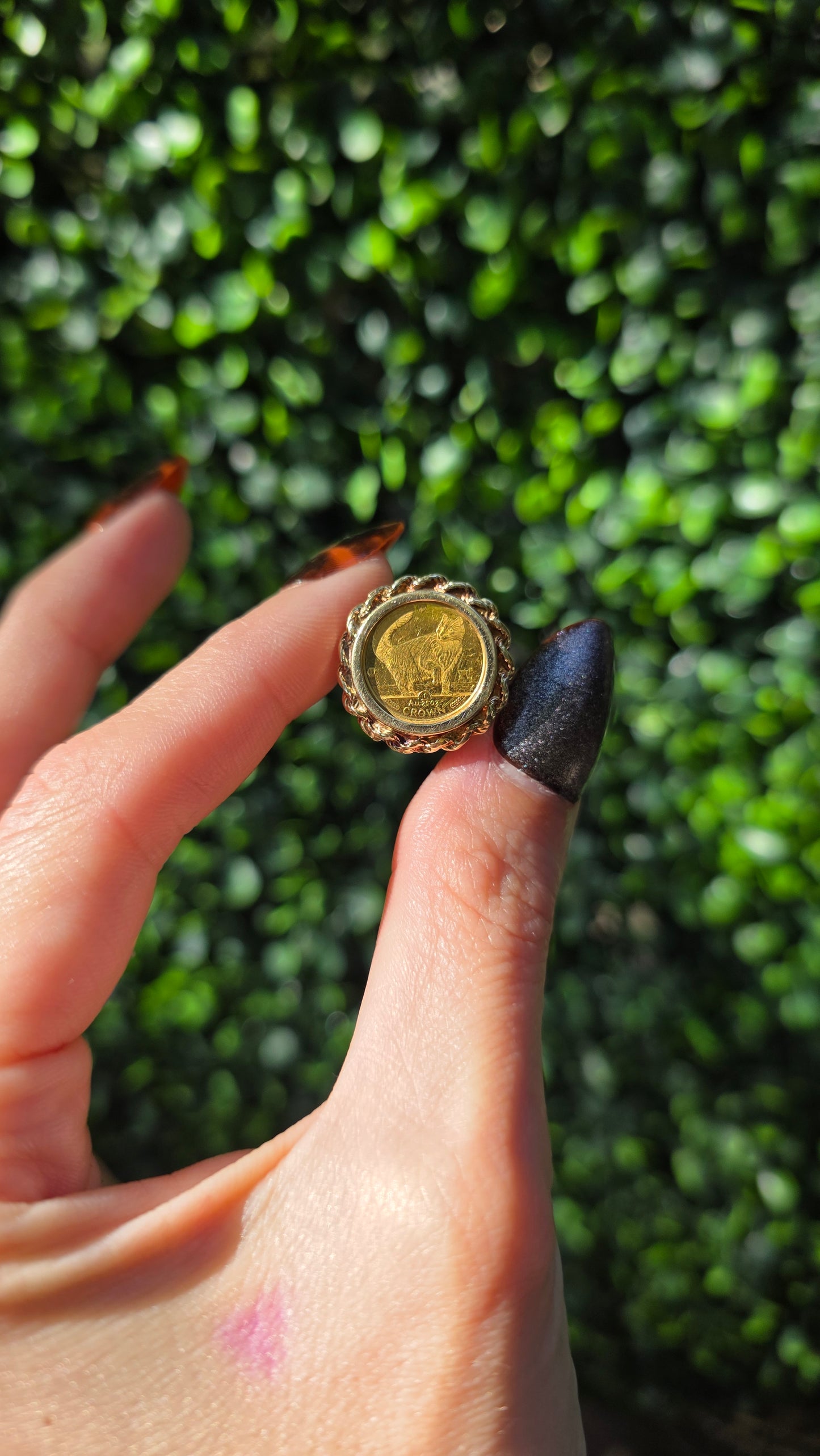24/10k Isle Of Man Cat Coin Ring