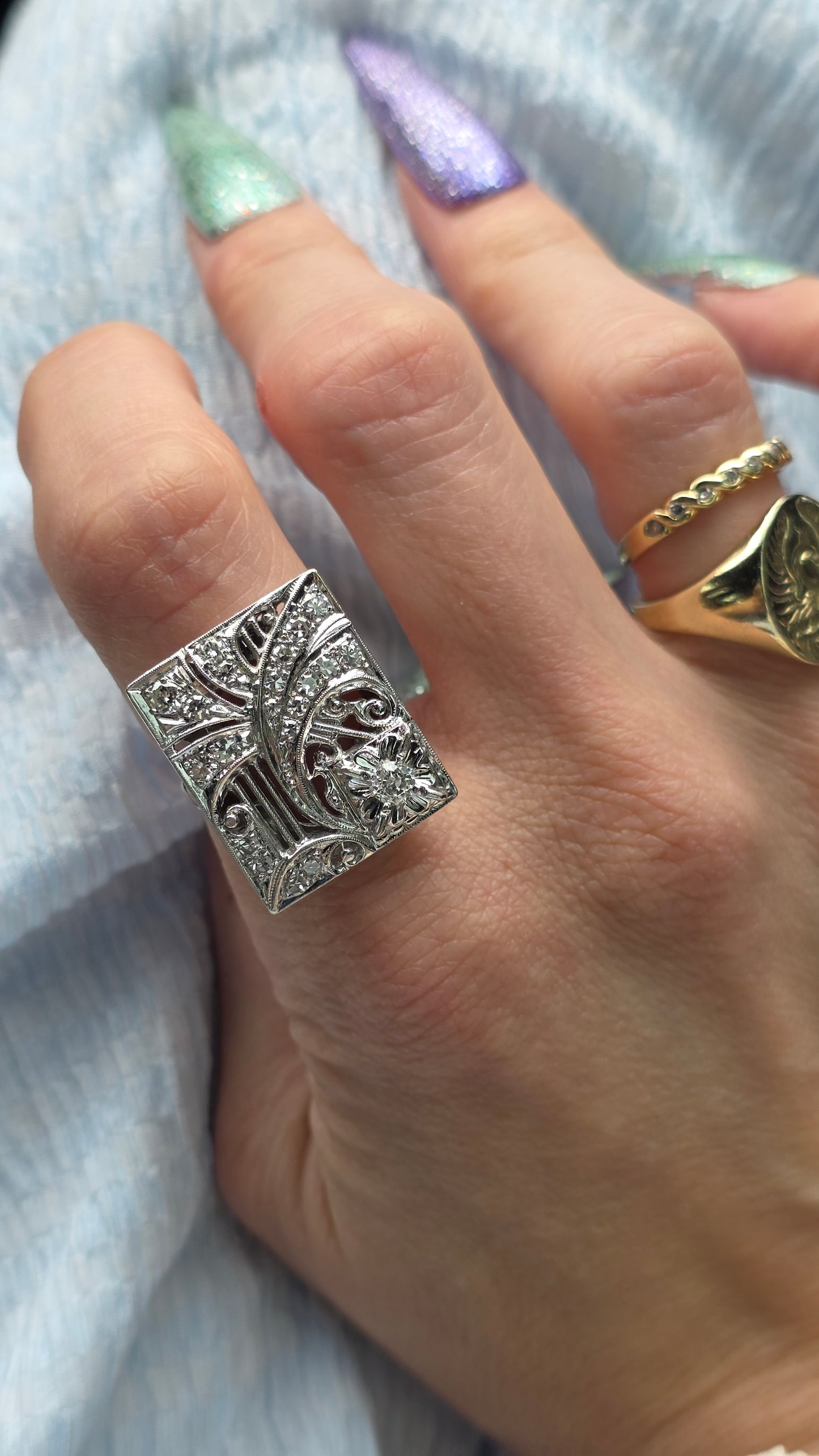 14k Starry Sky Plaque Ring