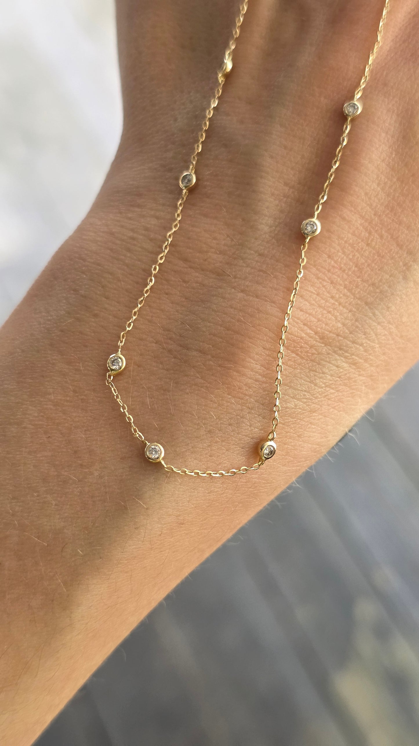 14k Diamond Station Necklace