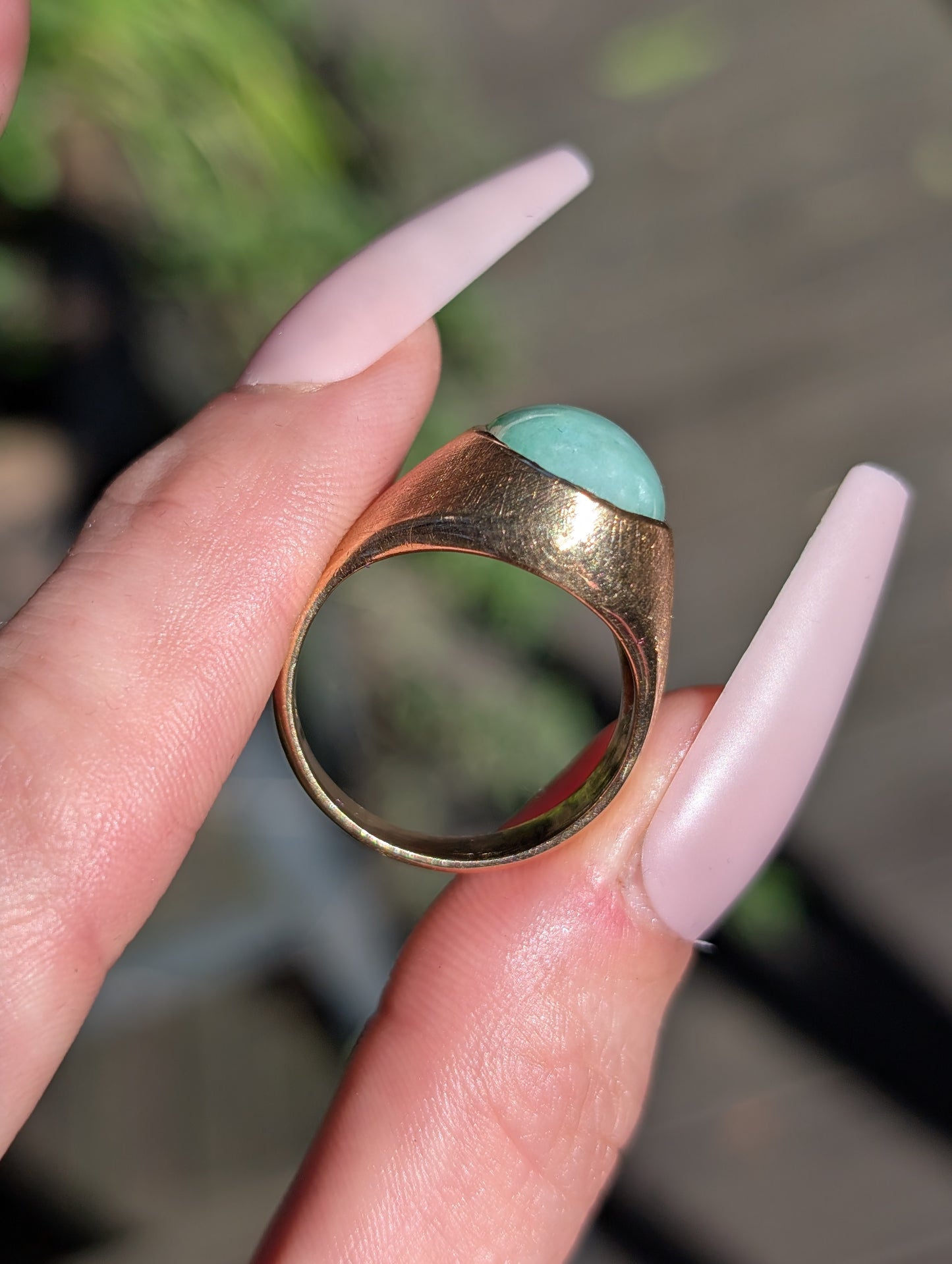 14k Jade Signet Ring