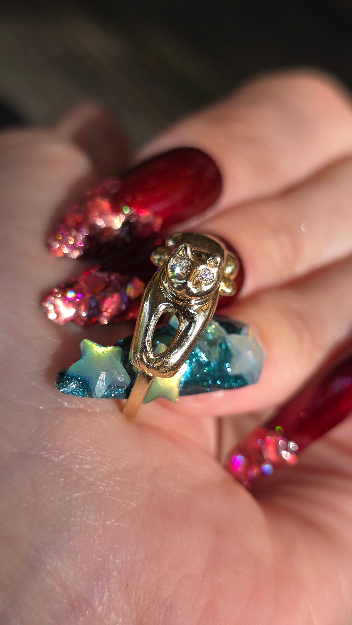 14k Cat with Bow Ring