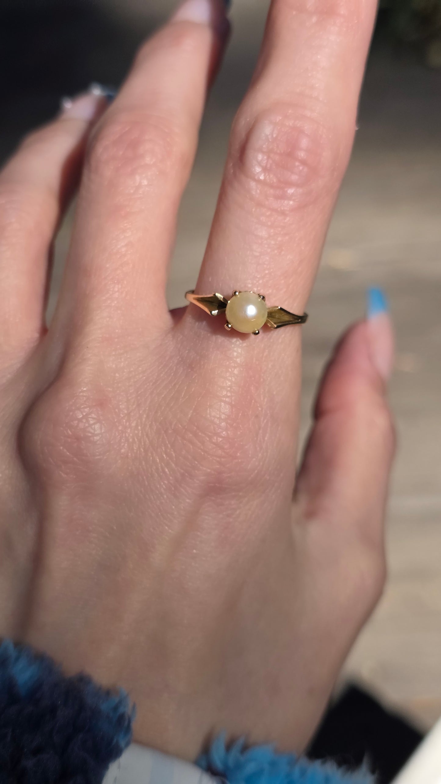 10k Pearl Solitaire Ring