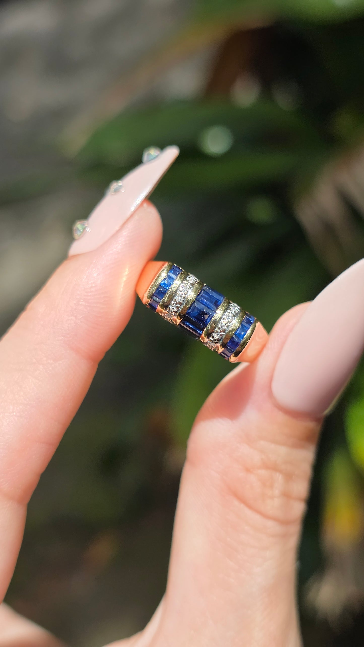 14k Sapphire Barrel Ring