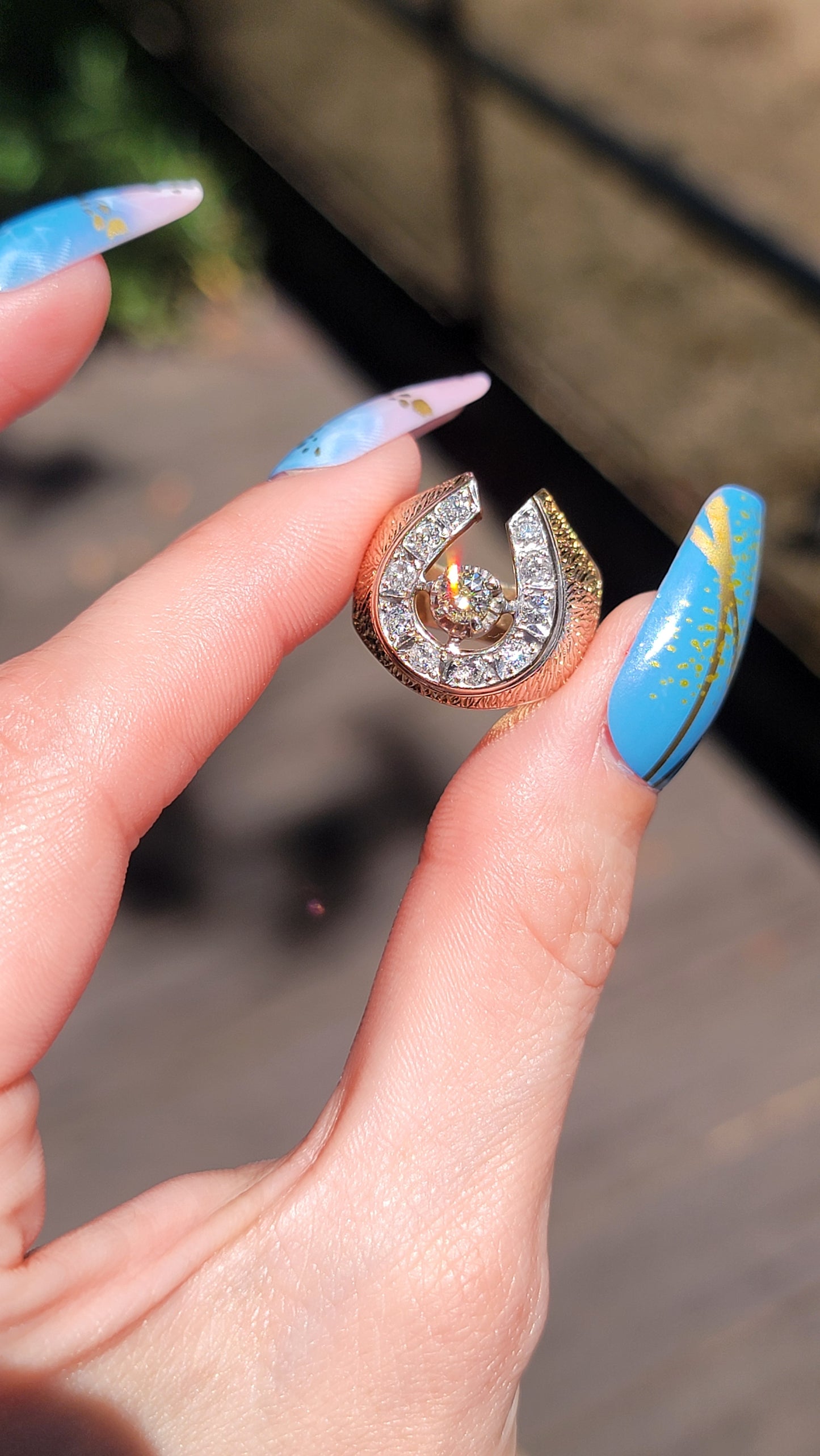14k Diamond Horseshoe Ring