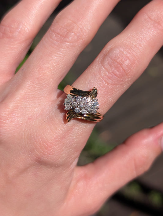 14k Diamond Floral Spray Ring