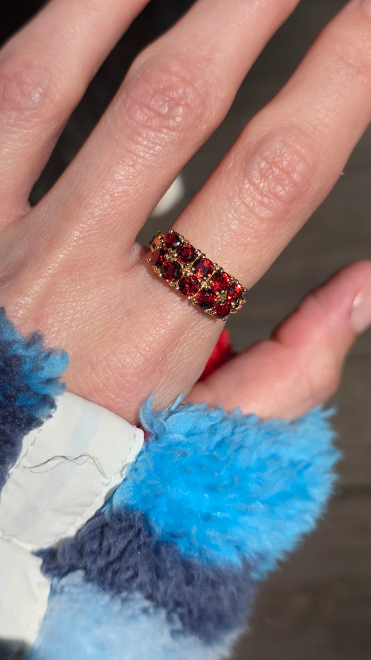10k Double Row Garnet Ring