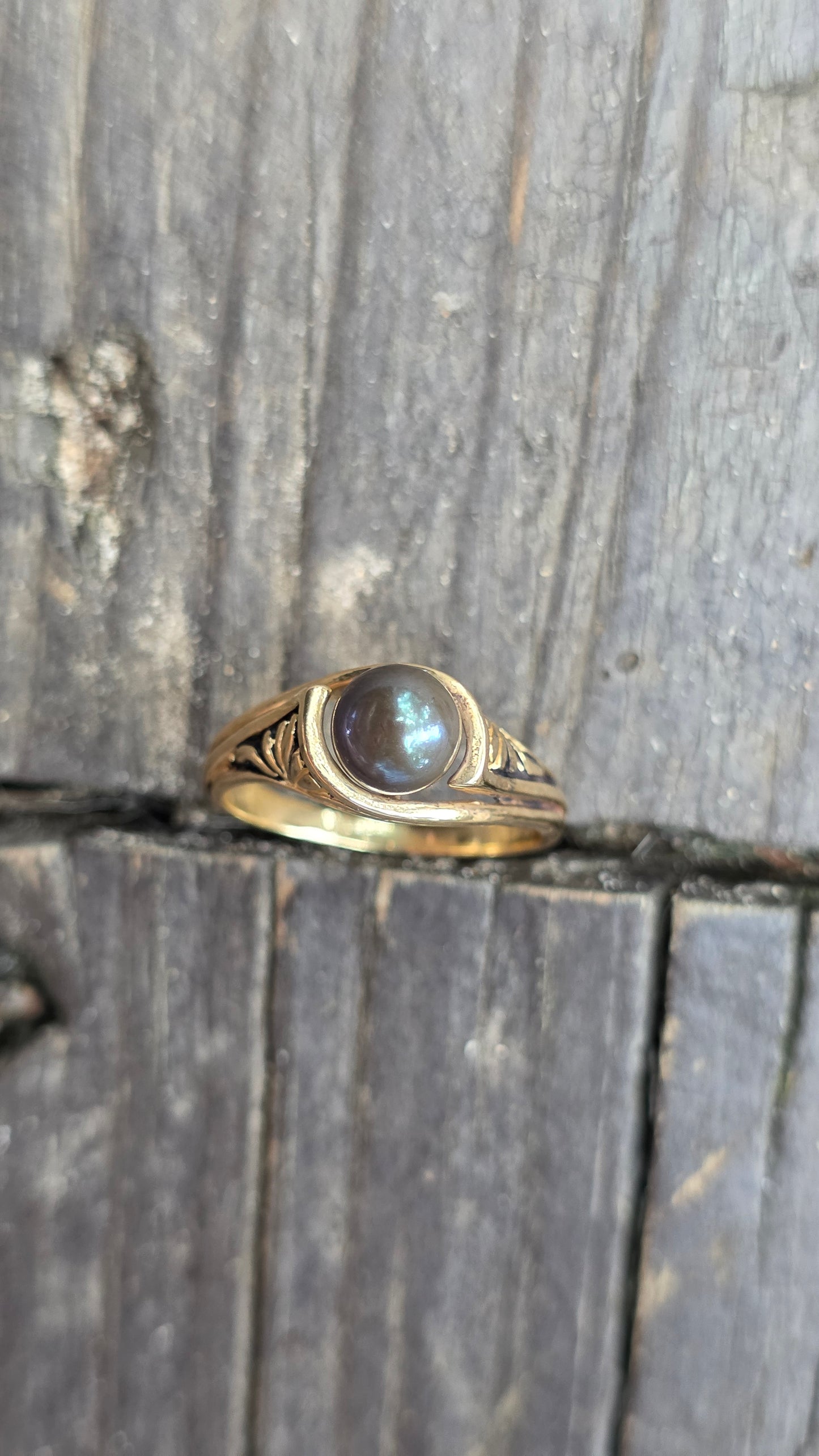 14k Ornate Pearl Ring