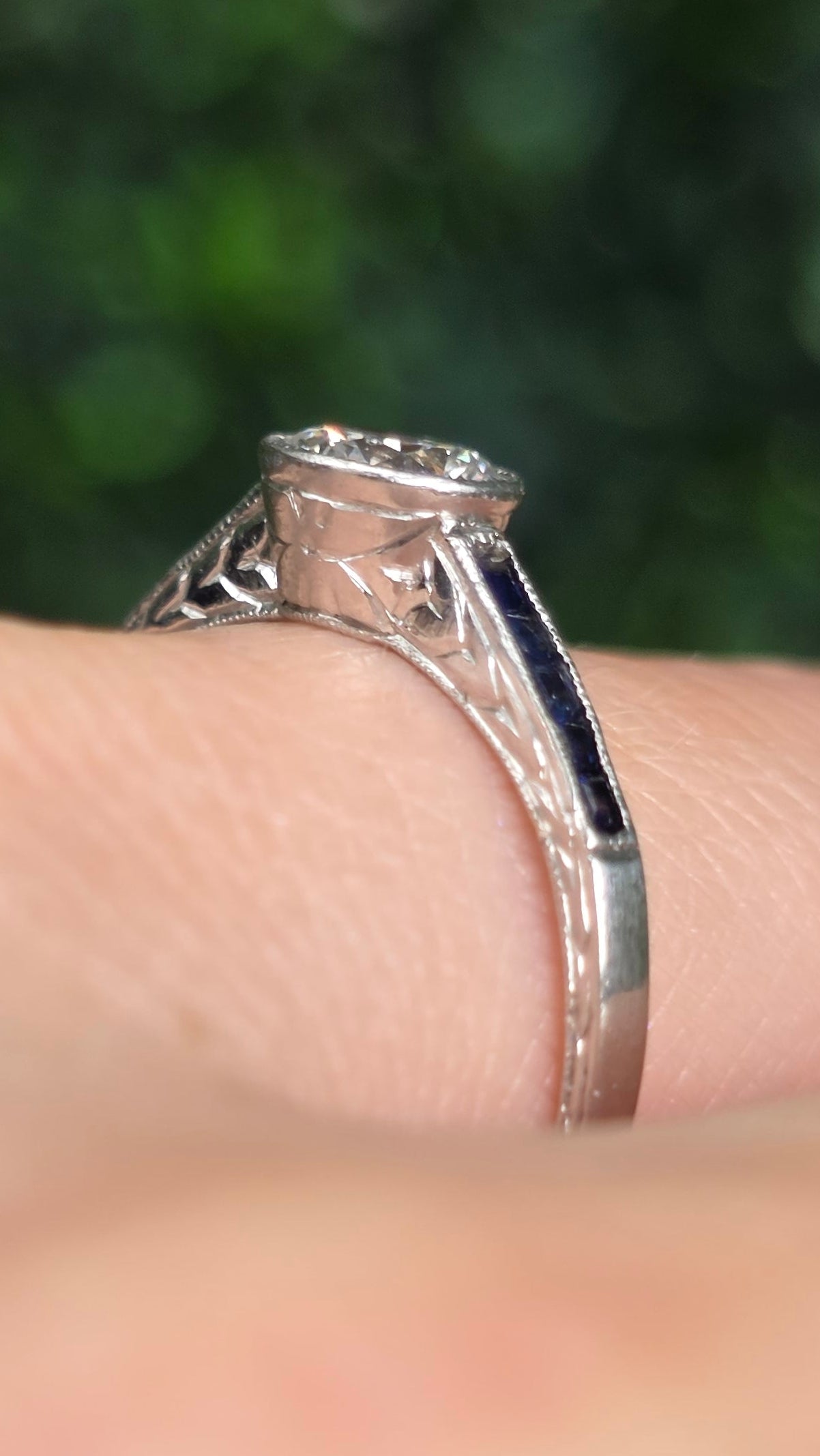 Platinum Transitional Cut Diamond Ring