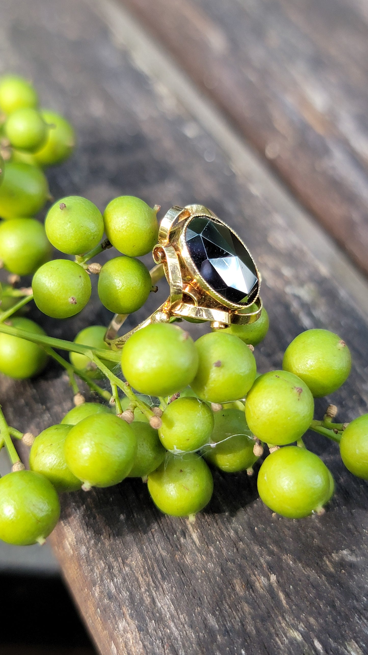 14k Rose Cut Hematite Ring