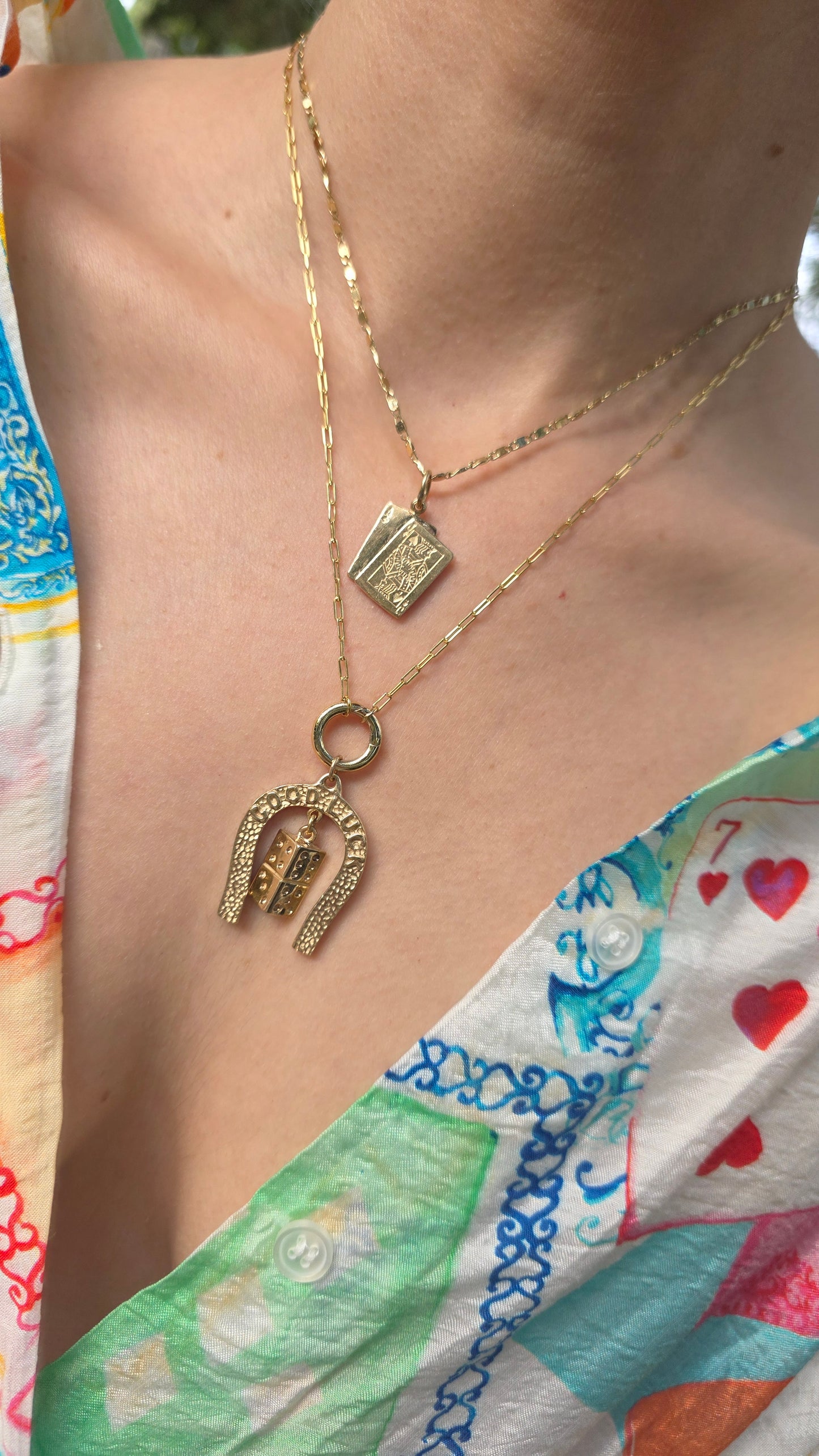 14k "Good Luck" Horseshoe Pendant