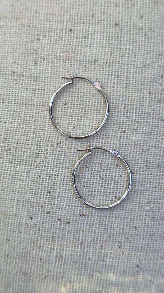 14k White Gold Hoop Earrings