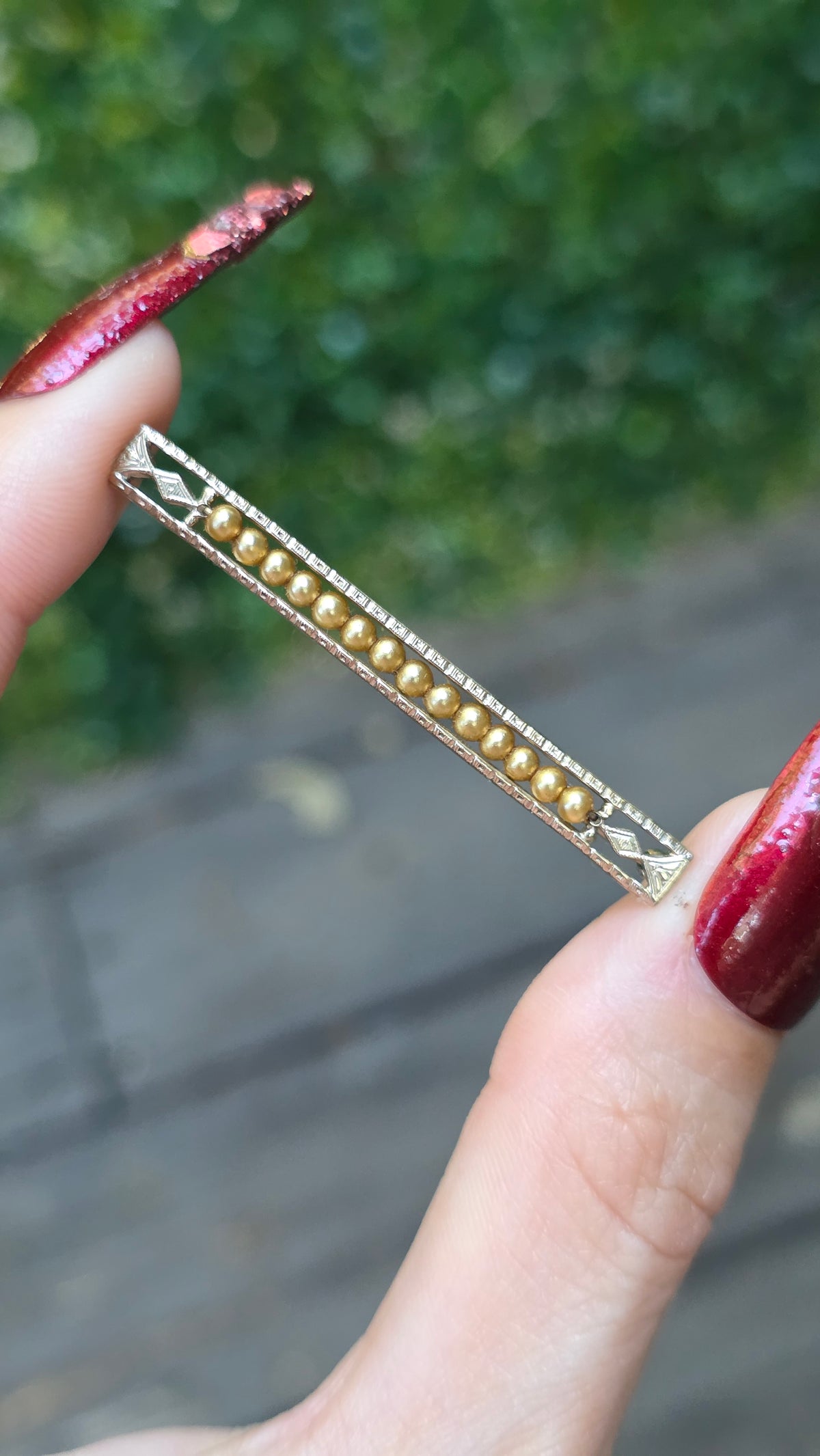 10k Antique Pearl Pin