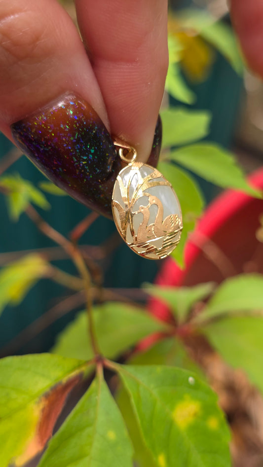 14k Jade Duck Pendant