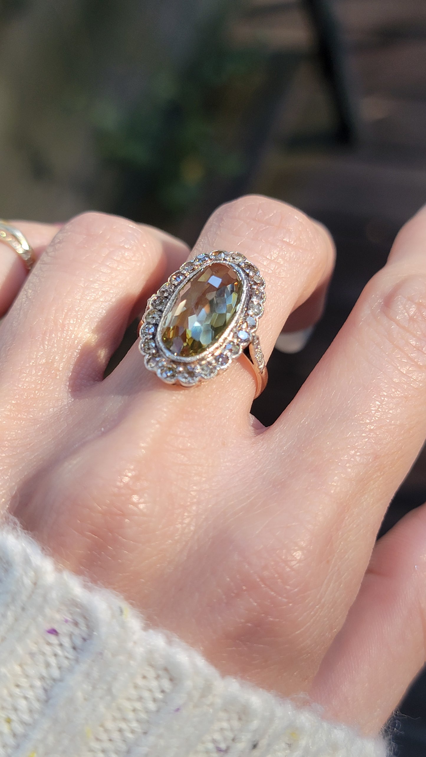 Antique 18k and Silver Citrine Ring