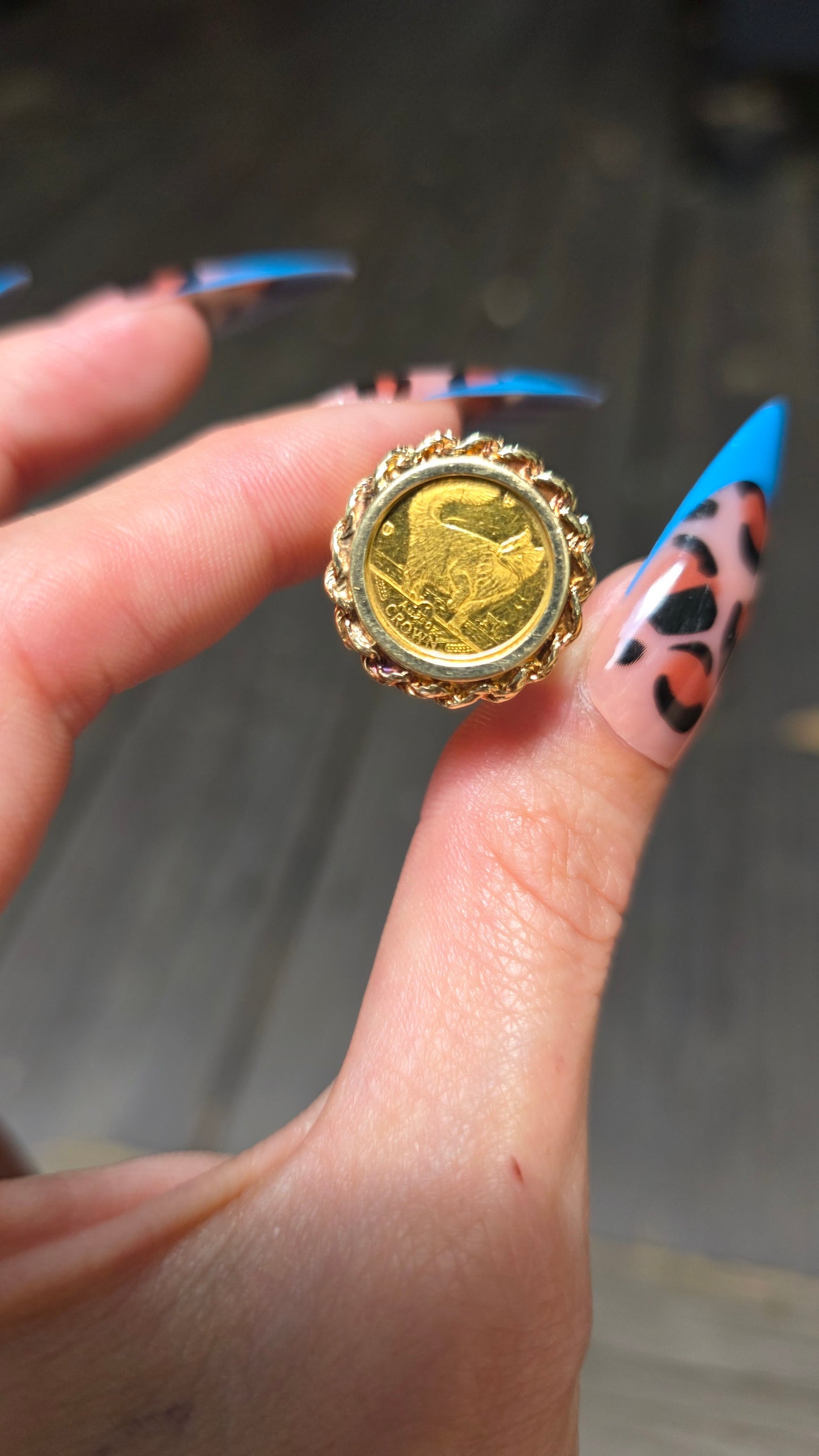 24/10k Isle Of Man Cat Coin Ring