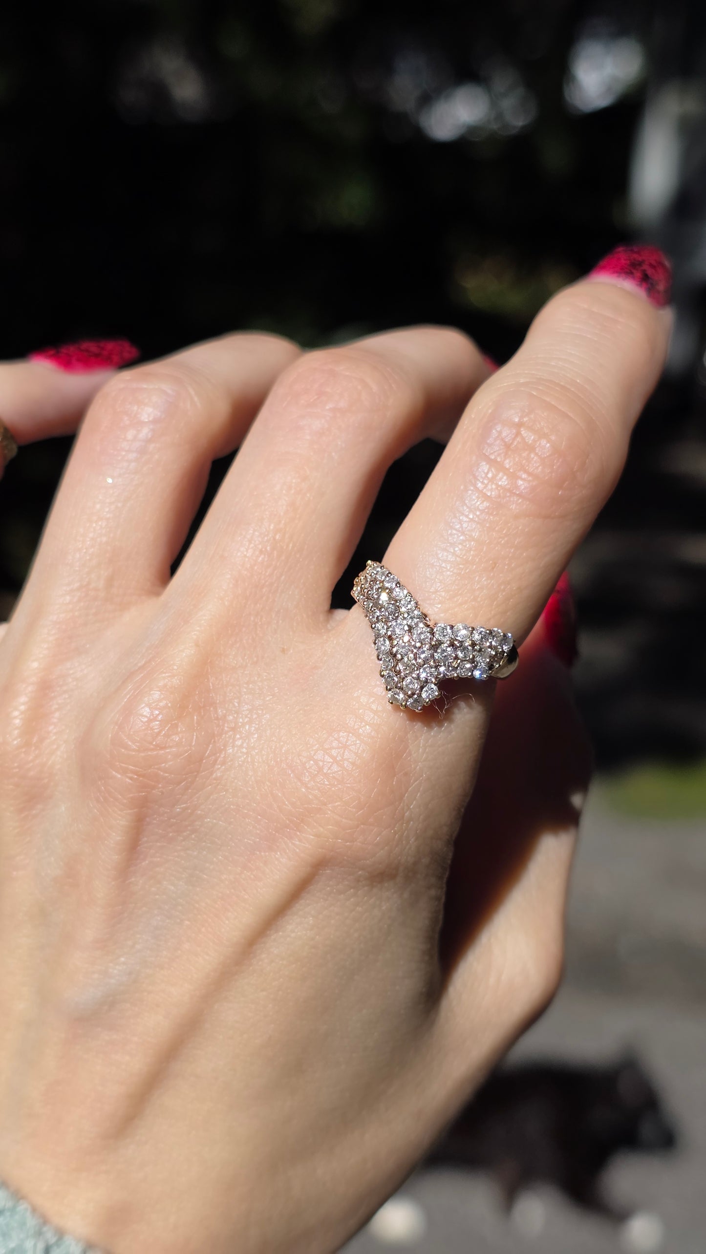 14k Diamond Chevron Ring