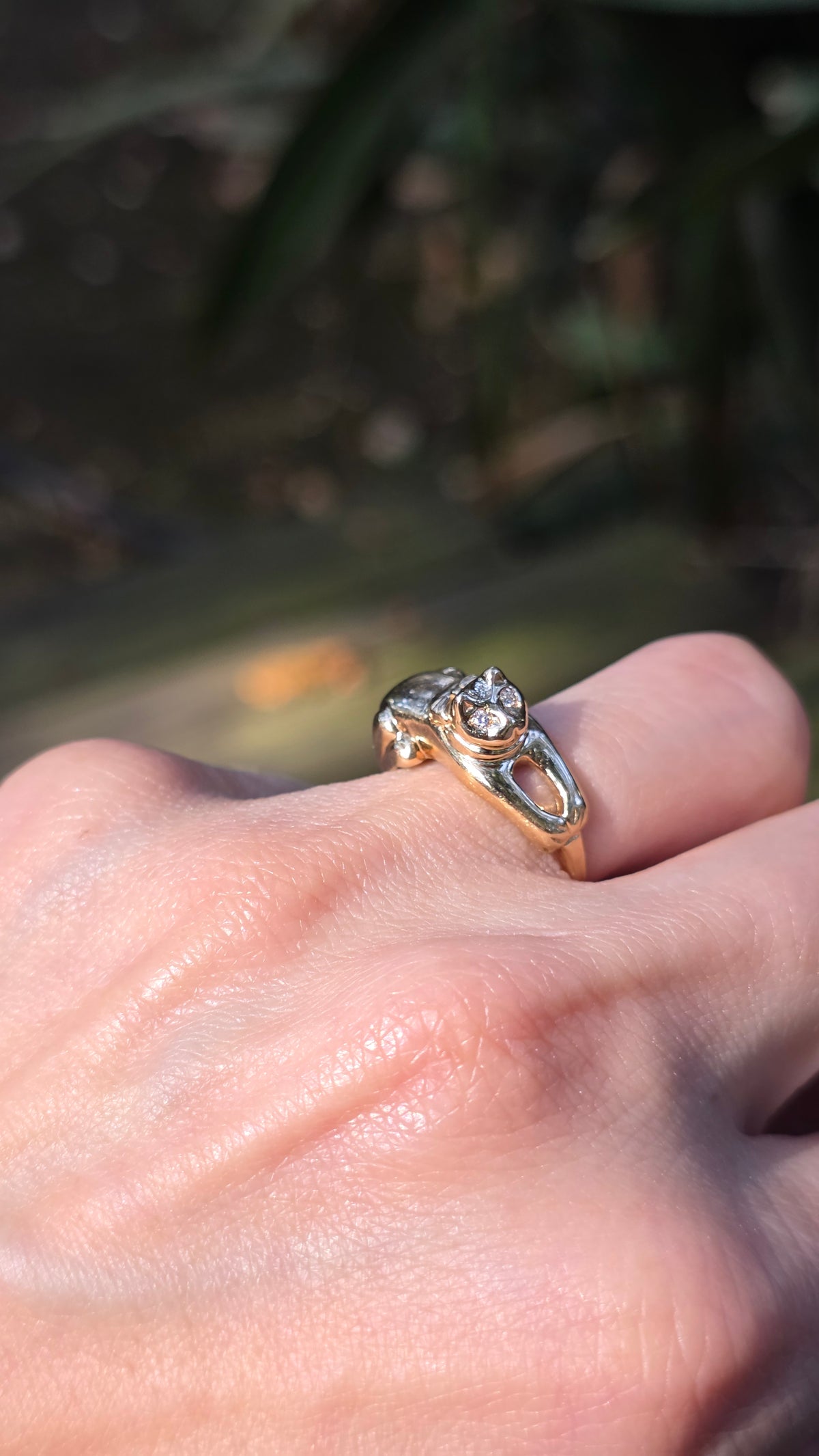 14k Cat with Bow Ring