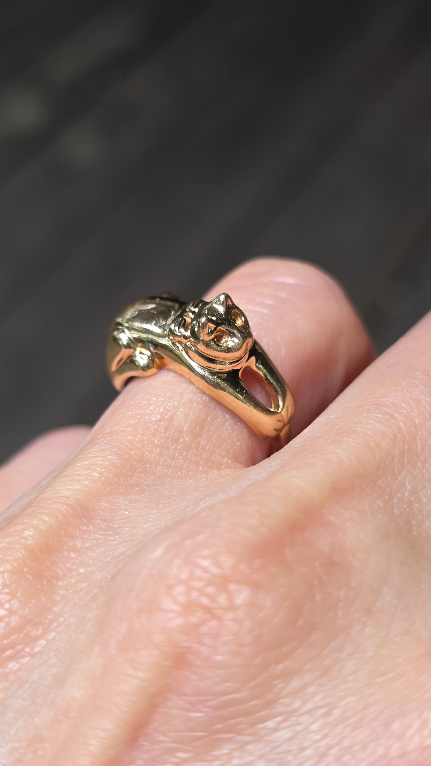 14k Cat with Bow Ring
