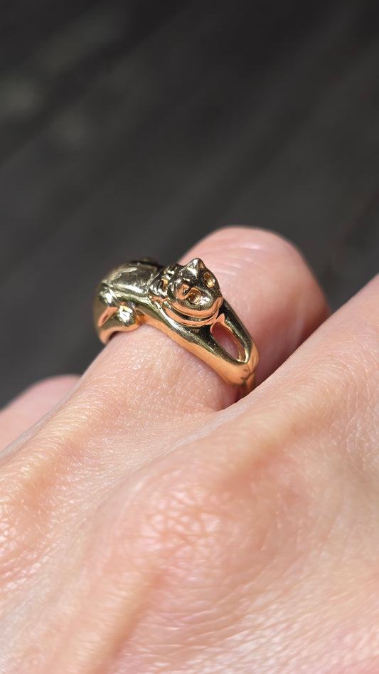 14k Cat with Bow Ring