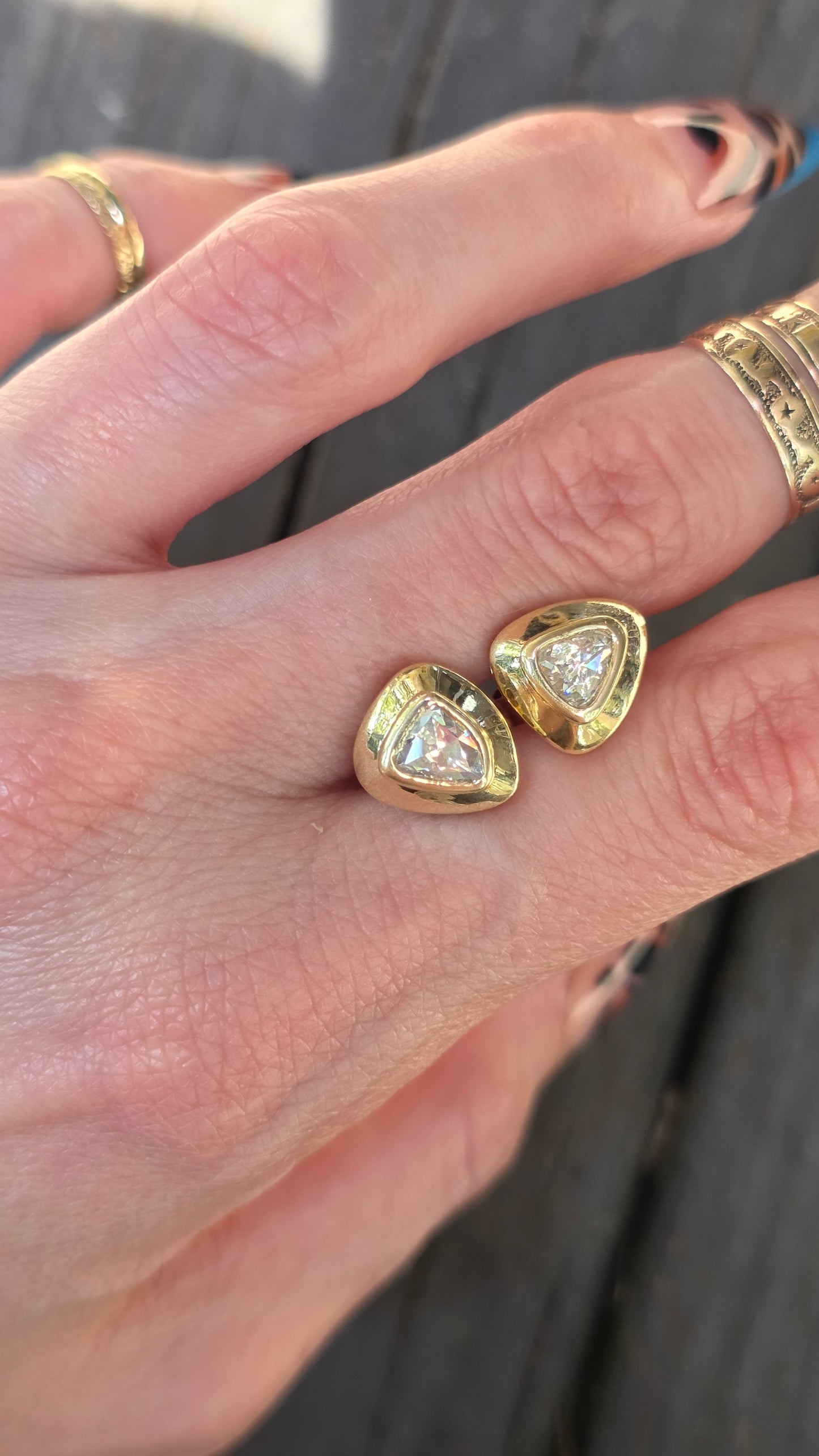 18k Rose Cut Stud Earrings