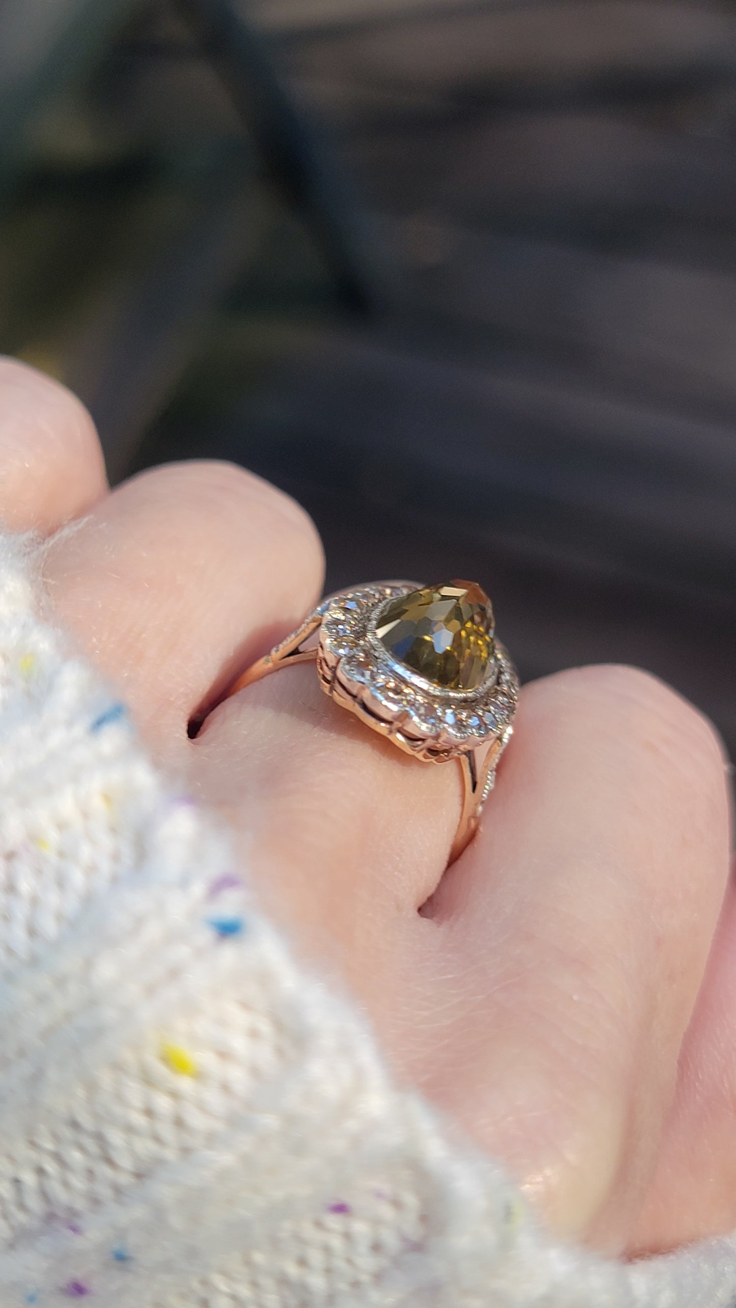 Antique 18k and Silver Citrine Ring