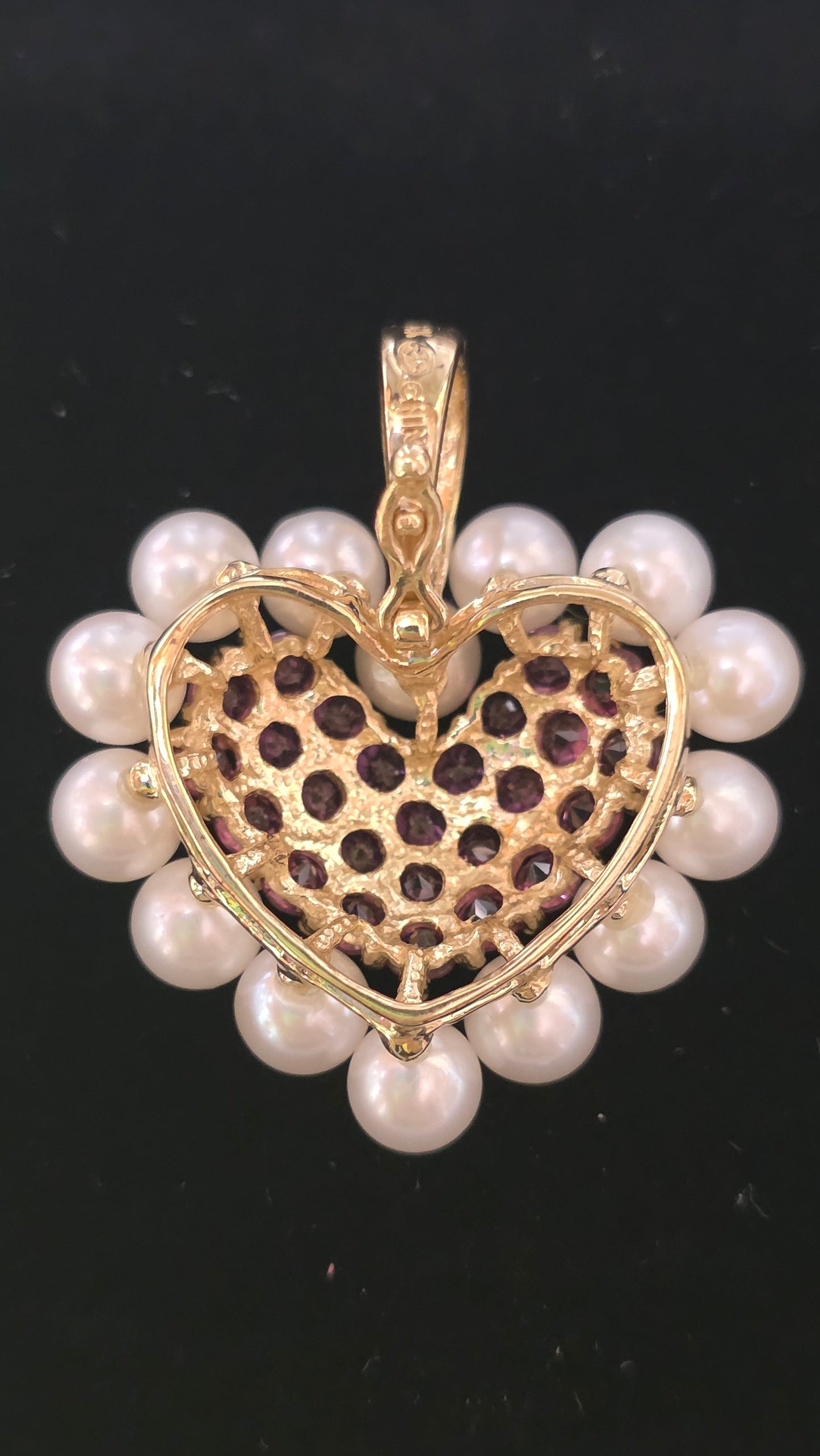 14k Ruby and Pearl heart enhancer Pendant