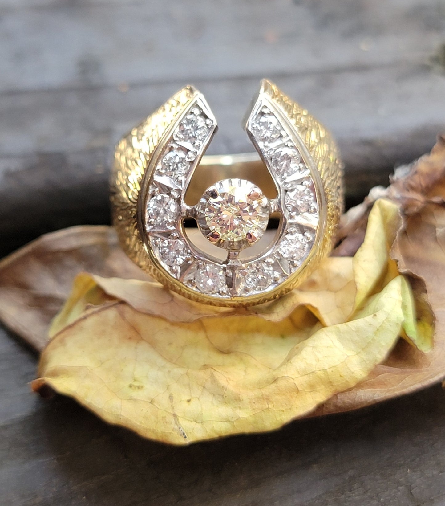 14k Diamond Horseshoe Ring