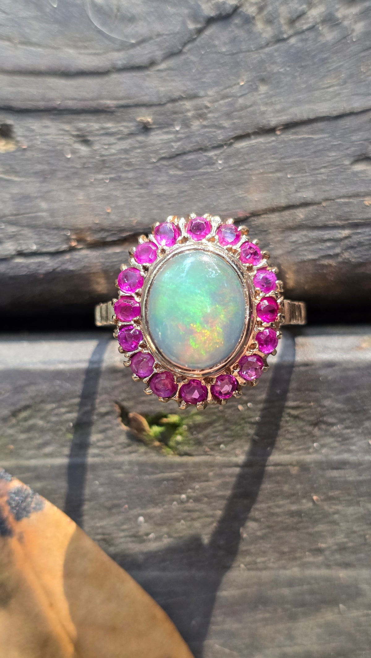 14k Opal and Ruby Ring