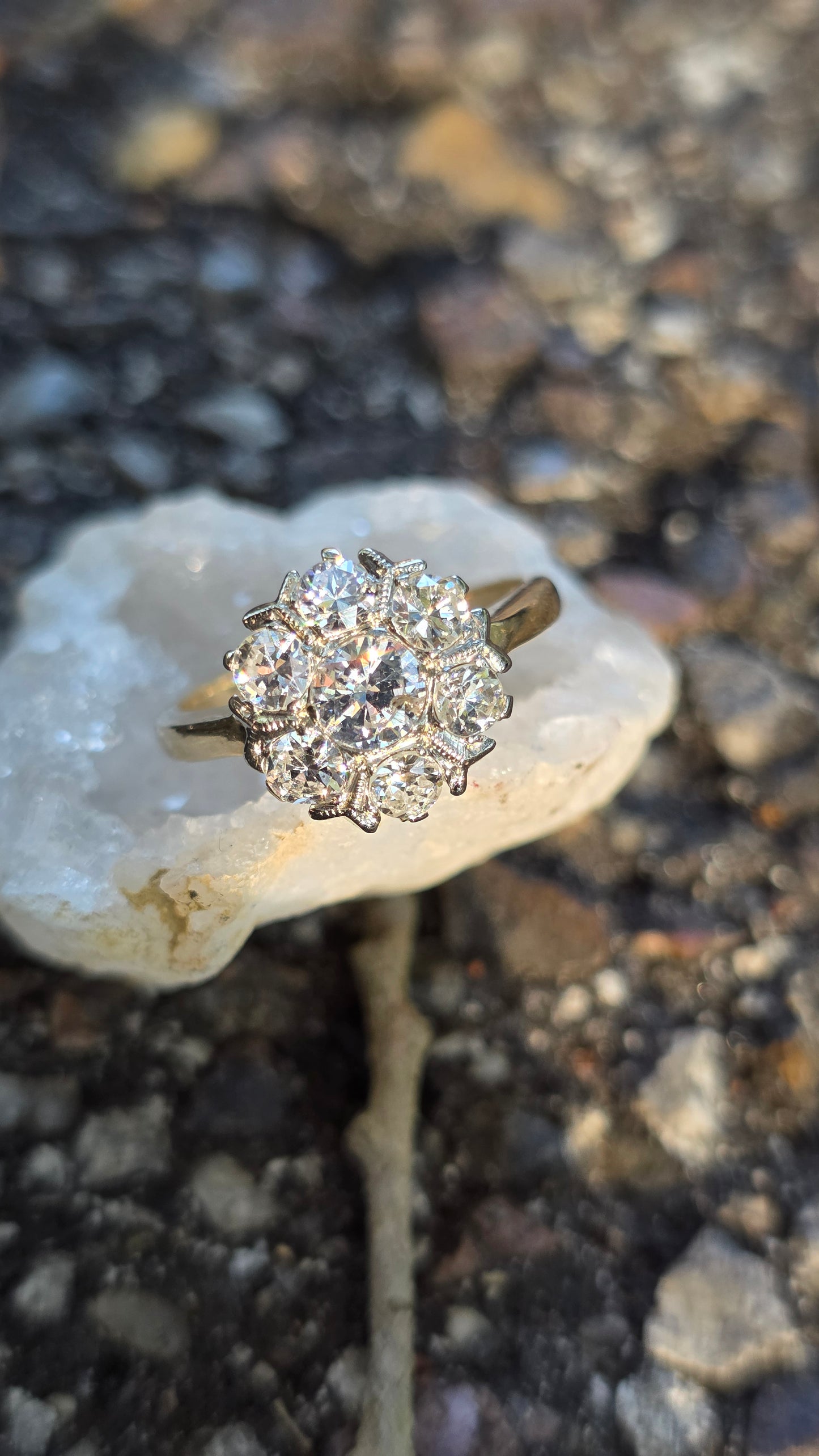 14k Diamond Flower Ring