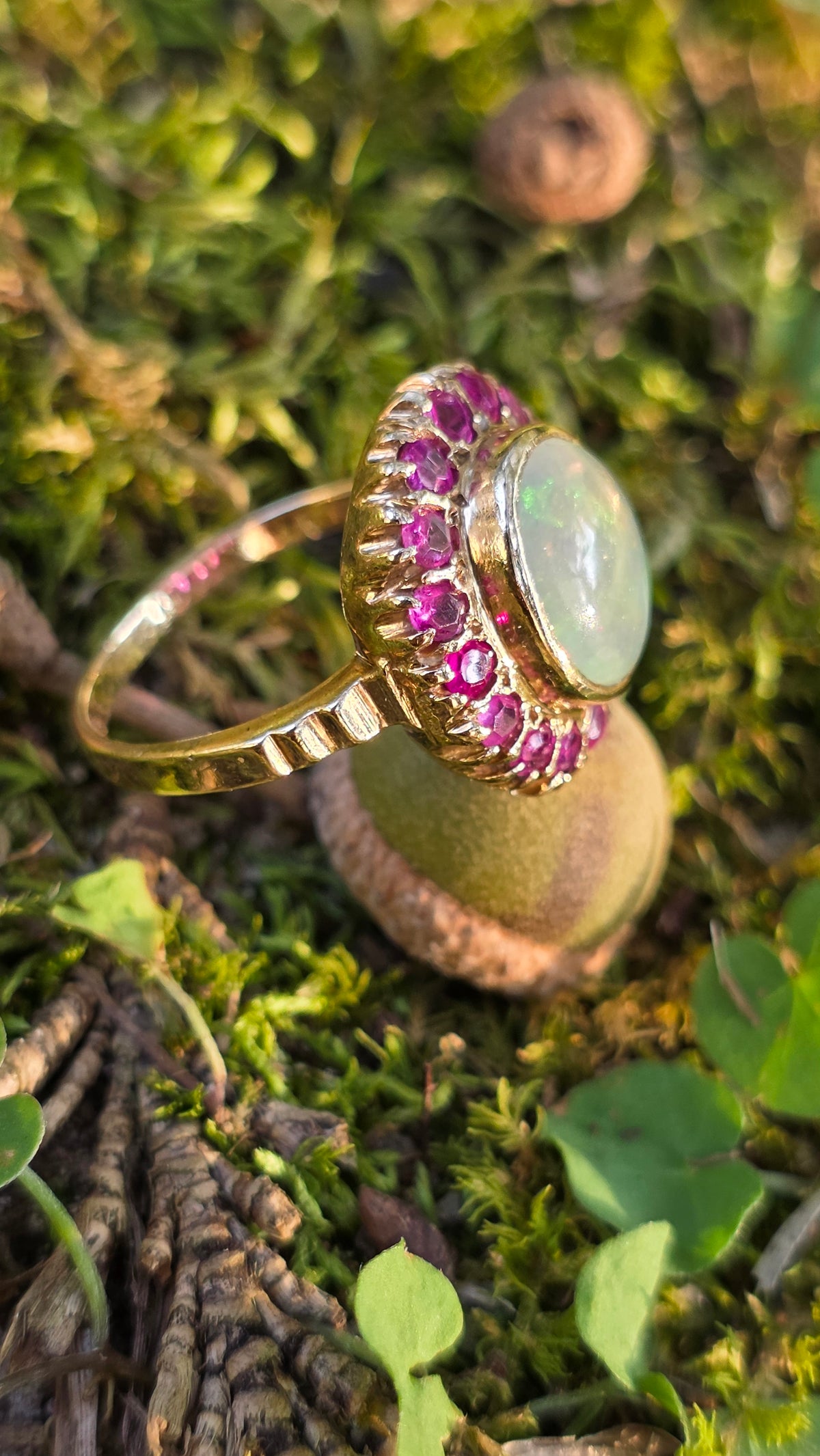 14k Opal and Ruby Ring