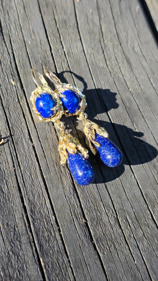 14k Lapis Statement Earrings