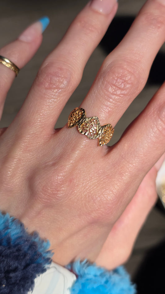 10k Triple Heart Ring